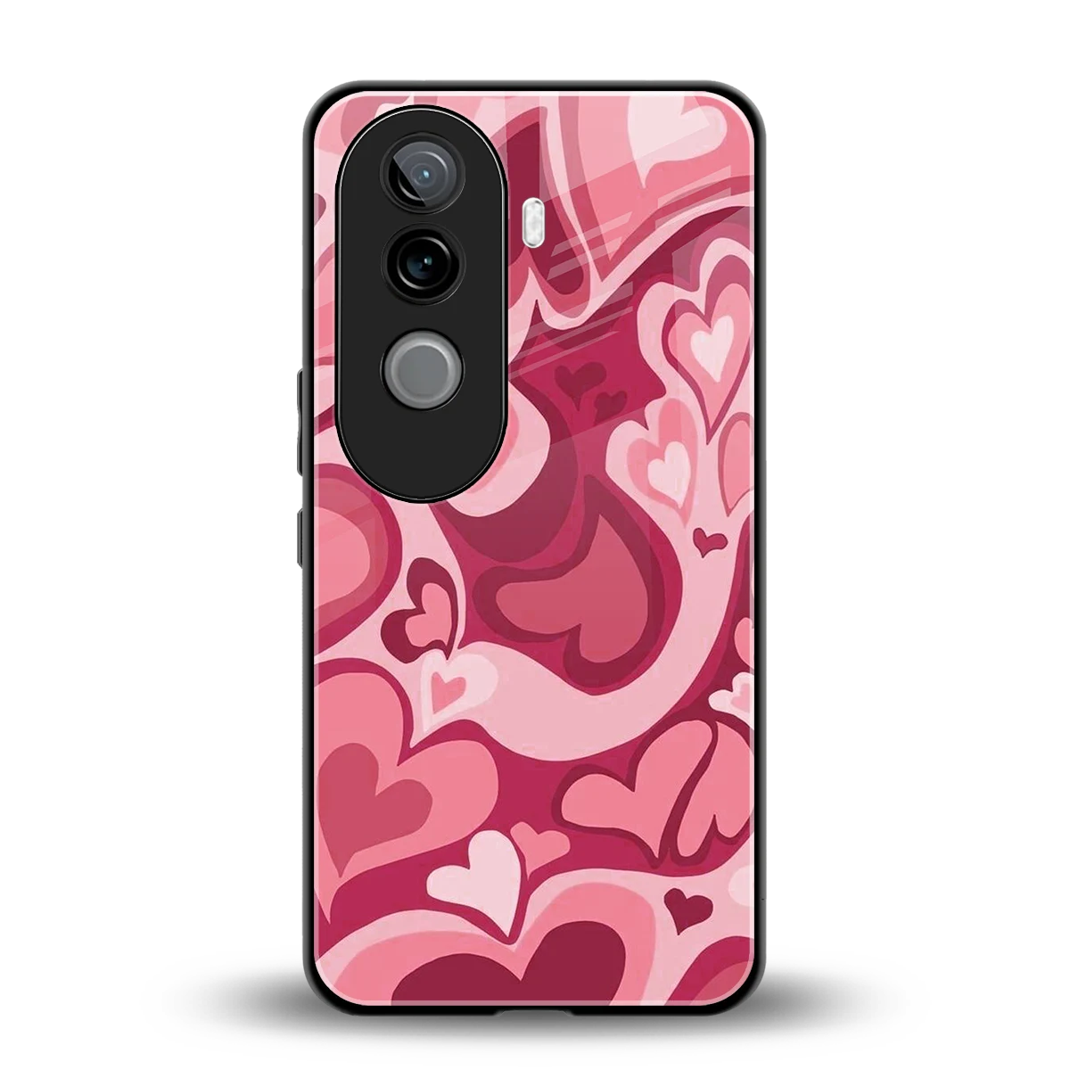 Y2K Pink Meltdown Hearts back phone cover | glass case for vivo v40e
