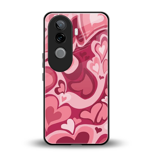 Y2K Pink Meltdown Hearts back phone cover | glass case for vivo v40e