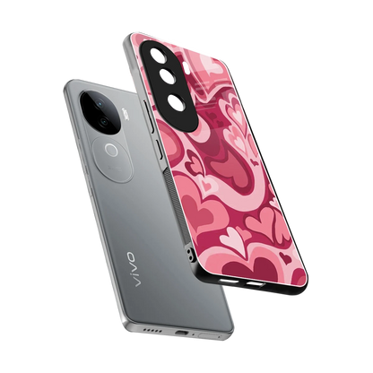 Y2K Pink Meltdown Hearts sleek vivo v40e cover with tempered glass back and TPU edges