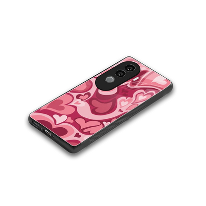 Y2K Pink Meltdown Hearts stylish phone case for vivo v40e | glossy glass and slim fit