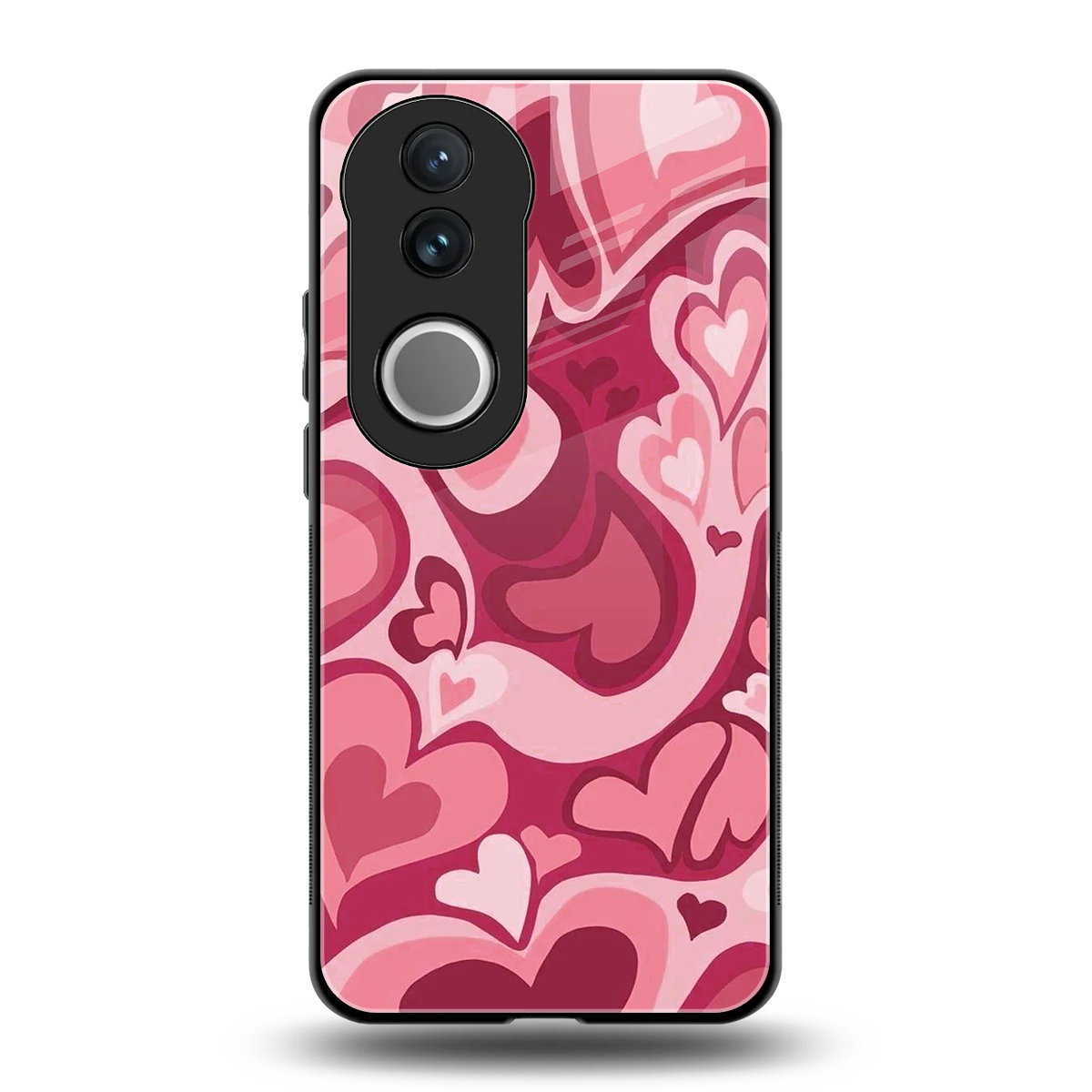 Y2K Pink Meltdown Hearts back phone cover | glass case for vivo v50