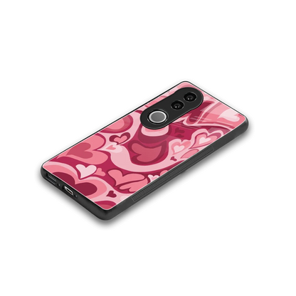 Y2K Pink Meltdown Hearts stylish phone case for vivo v50 | glossy glass and slim fit