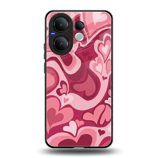 Y2K Pink Meltdown Hearts back phone cover | glass case for vivo v60
