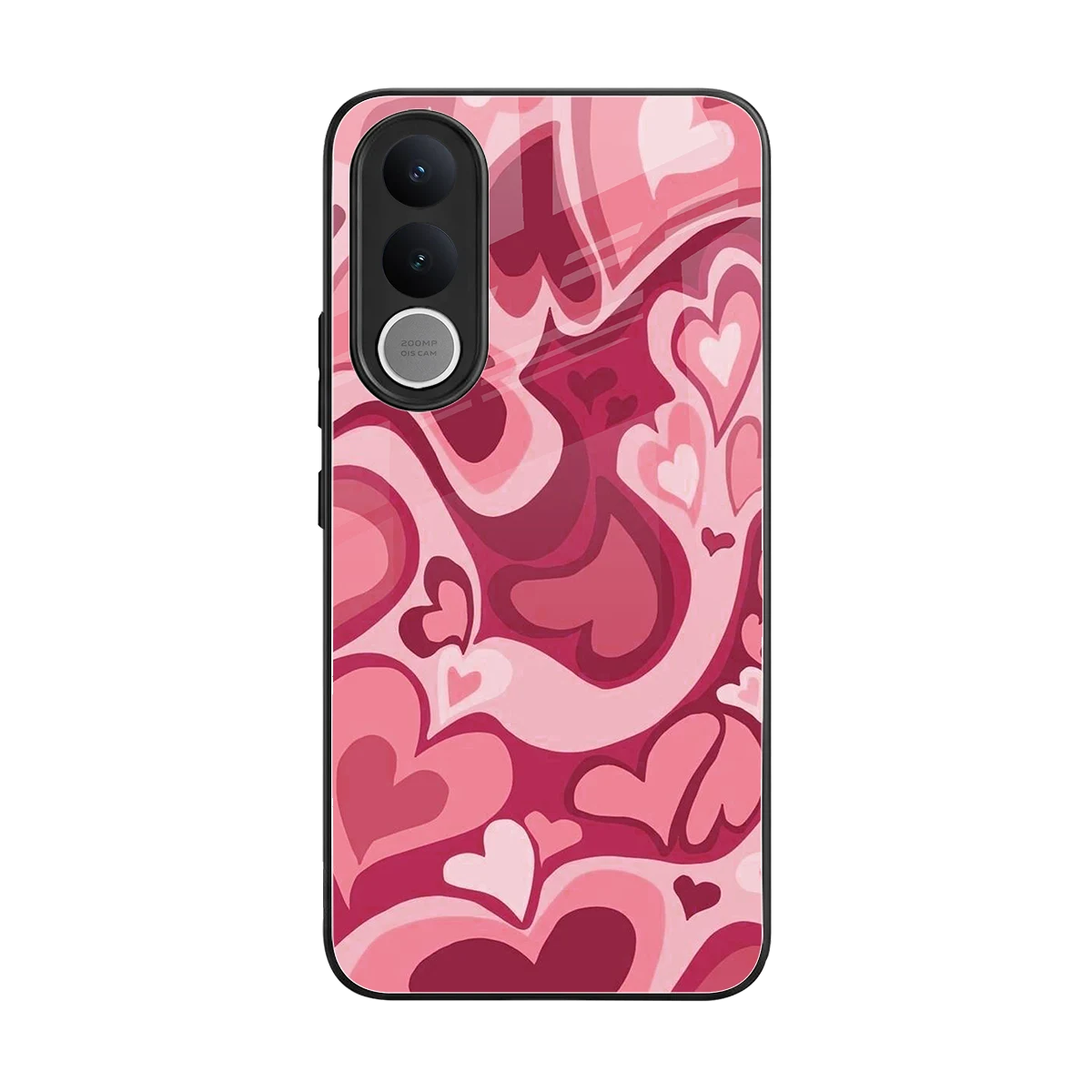Y2K Pink Meltdown Hearts back phone cover | glass case for vivo v70 fe