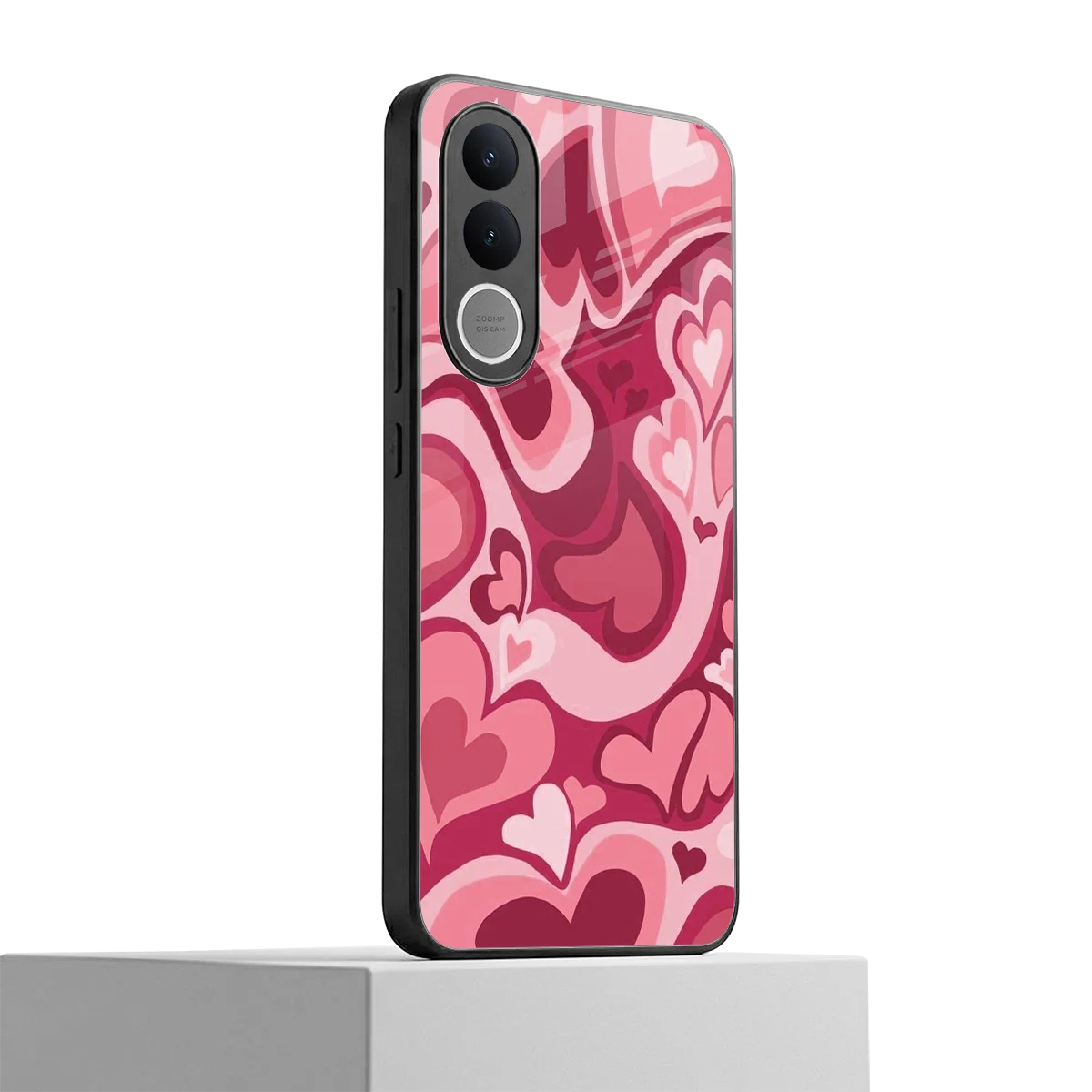 Y2K Pink Meltdown Hearts vivo v70 fe mobile cover | shockproof glass phone case