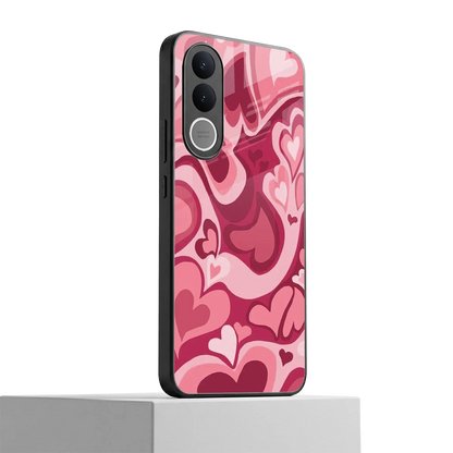 Y2K Pink Meltdown Hearts vivo v70 fe mobile cover | shockproof glass phone case