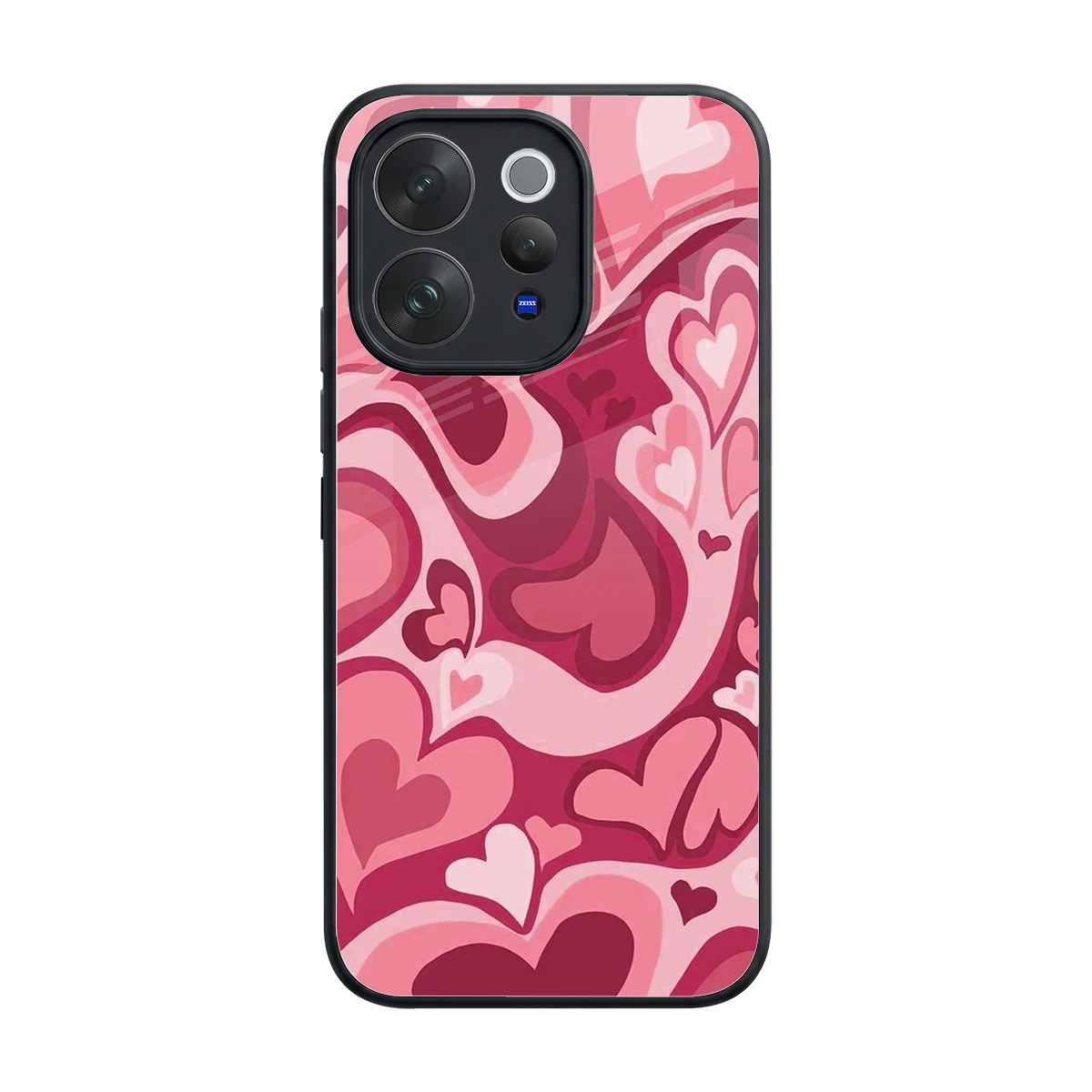 Y2K Pink Meltdown Hearts back phone cover | glass case for vivo v70