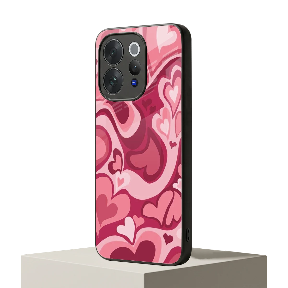 Y2K Pink Meltdown Hearts vivo v70 mobile cover | shockproof glass phone case