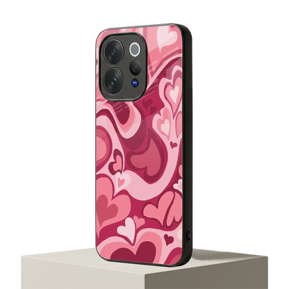 Y2K Pink Meltdown Hearts vivo v70 mobile cover | shockproof glass phone case
