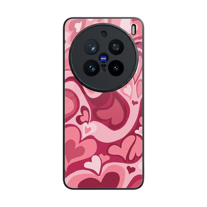 Y2K Pink Meltdown Hearts back phone cover | glass case for vivo x200 pro