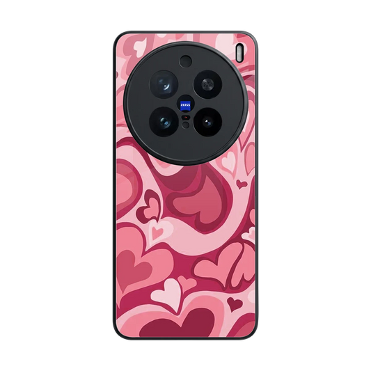 Y2K Pink Meltdown Hearts back phone cover | glass case for vivo x200 pro