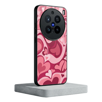 Y2K Pink Meltdown Hearts vivo x200 pro mobile cover | shockproof glass phone case