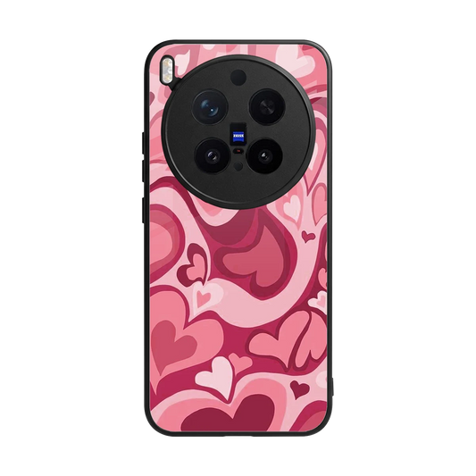 Y2K Pink Meltdown Hearts back phone cover | glass case for vivo x300 pro