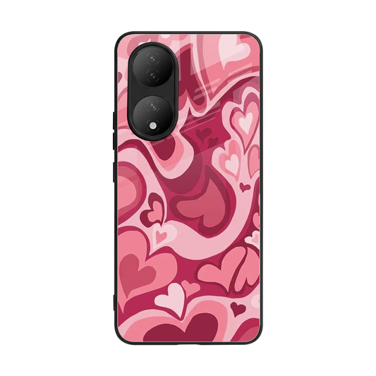Y2K Pink Meltdown Hearts back phone cover | glass case for Vivo-y100