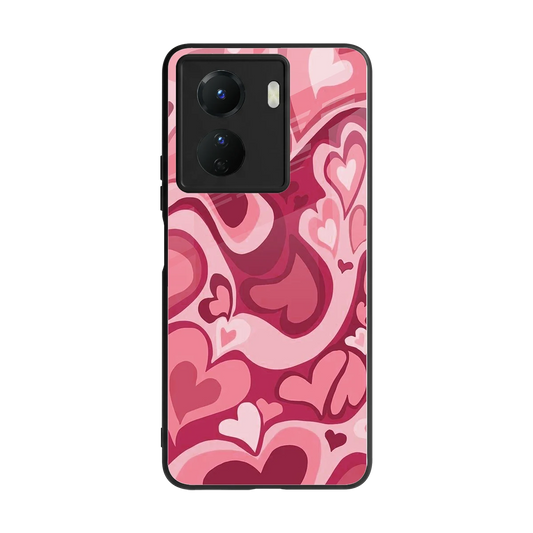 Y2K Pink Meltdown Hearts back phone cover | glass case for vivo y16