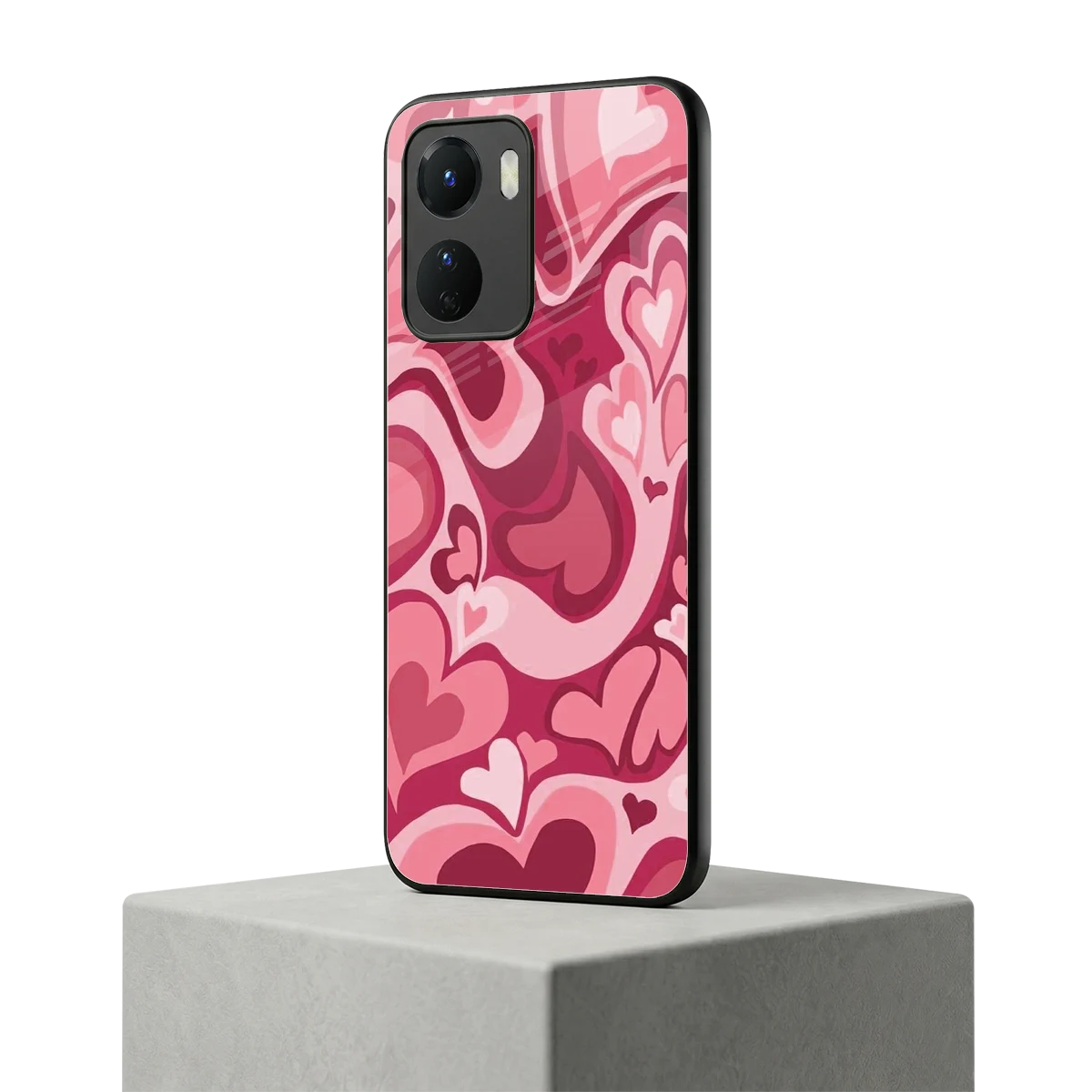 Y2K Pink Meltdown Hearts vivo y16 mobile cover | shockproof glass phone case
