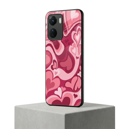 Y2K Pink Meltdown Hearts vivo y16 mobile cover | shockproof glass phone case