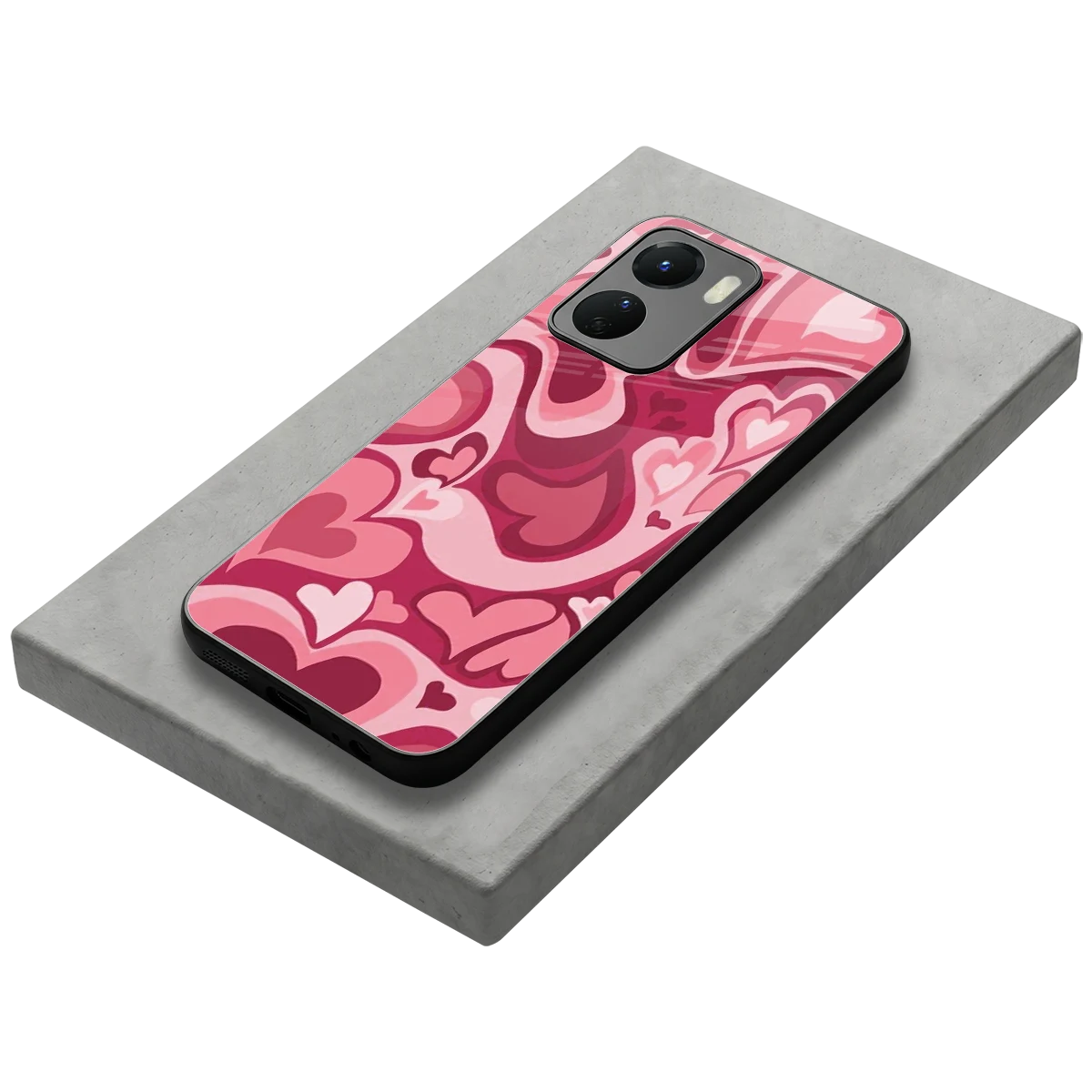 Y2K Pink Meltdown Hearts stylish phone case for vivo y16 | glossy glass and slim fit