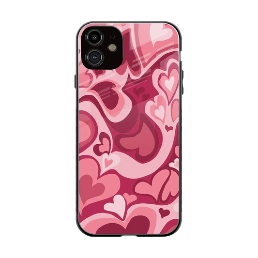 Y2K Pink Meltdown Hearts back phone cover | glass case for iphone 12