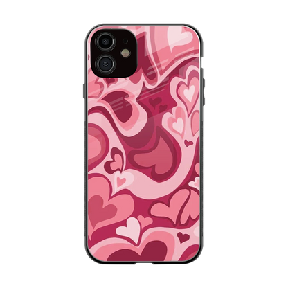 Y2K Pink Meltdown Hearts back phone cover | glass case for iphone 11