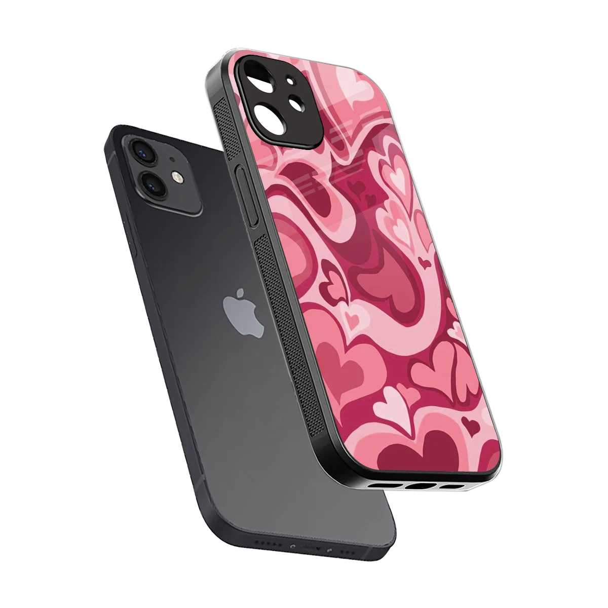 Y2K Pink Meltdown Hearts sleek iphone 11 cover with tempered glass back and TPU edges