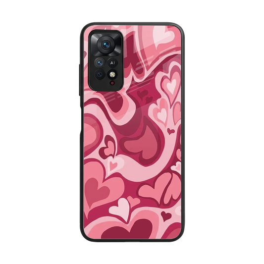 Y2K Pink Meltdown Hearts back phone cover | glass case for redmi note 11 pro