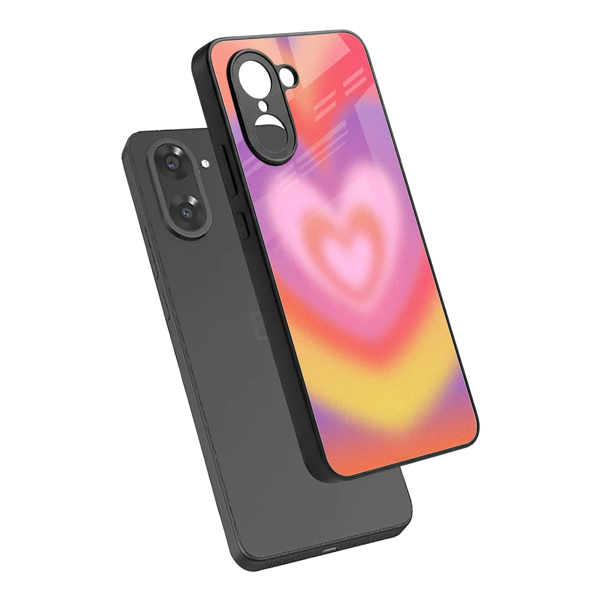 Y2K Rainbow Hearts sleek oneplus nord ce5 5g cover with tempered glass back and TPU edges