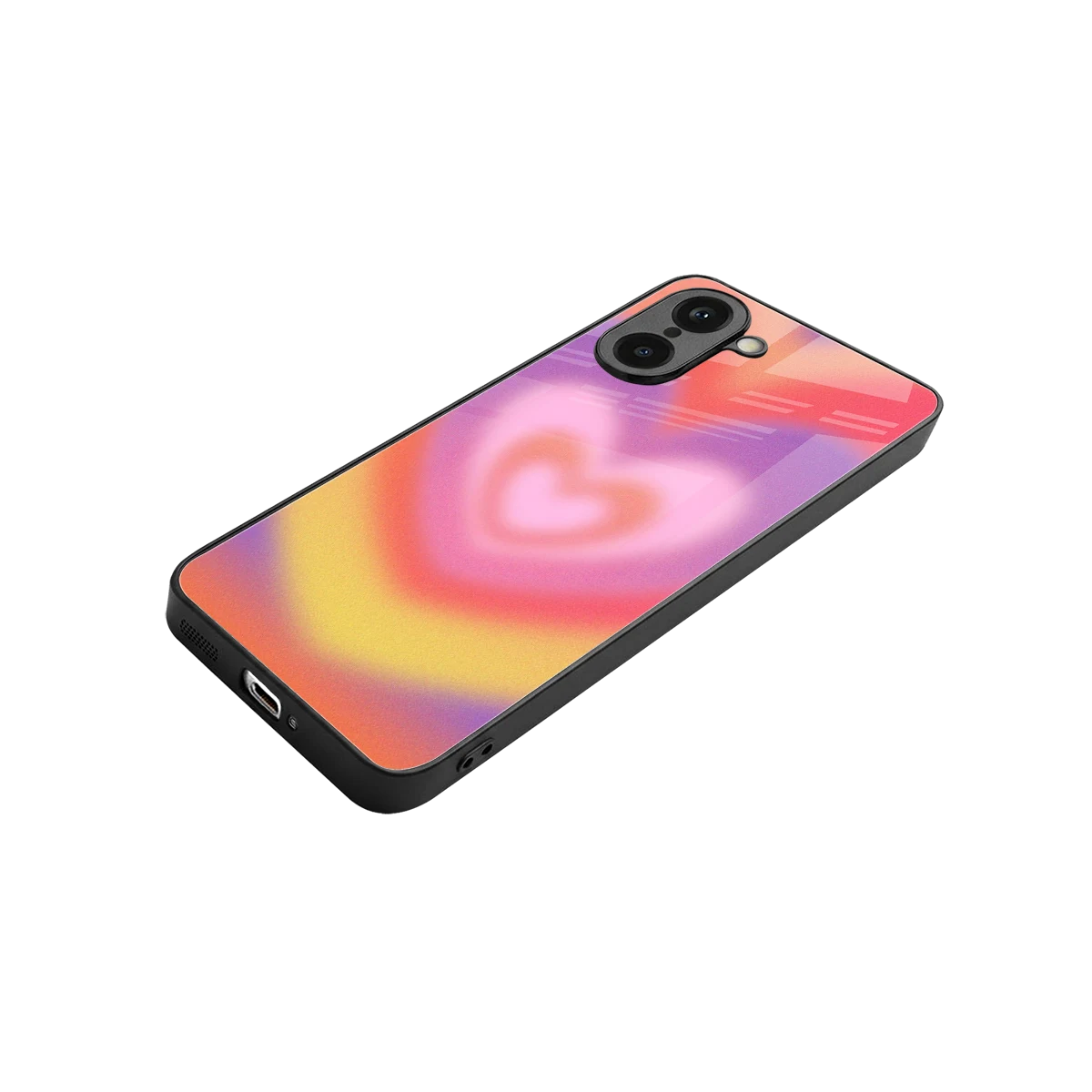 Y2K Rainbow Hearts stylish phone case for oneplus nord ce5 5g | glossy glass and slim fit