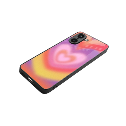 Y2K Rainbow Hearts stylish phone case for oneplus nord ce5 5g | glossy glass and slim fit