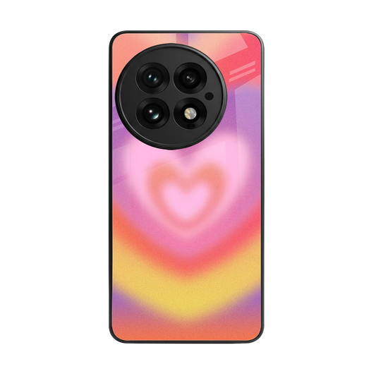 Y2K Rainbow Hearts back phone cover | glass case for oneplus 13