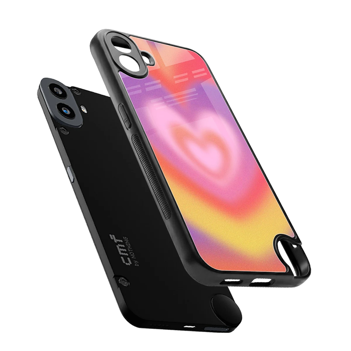 Y2K Rainbow Hearts sleek cmf nothing phone 1 cover with tempered glass back and TPU edges
