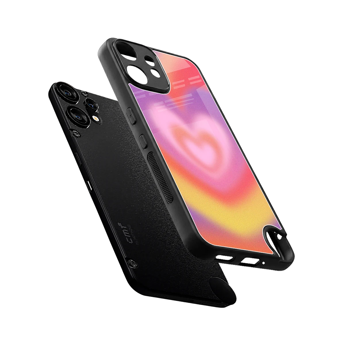 Y2K Rainbow Hearts sleek cmf nothing phone 2 pro cover with tempered glass back and TPU edges