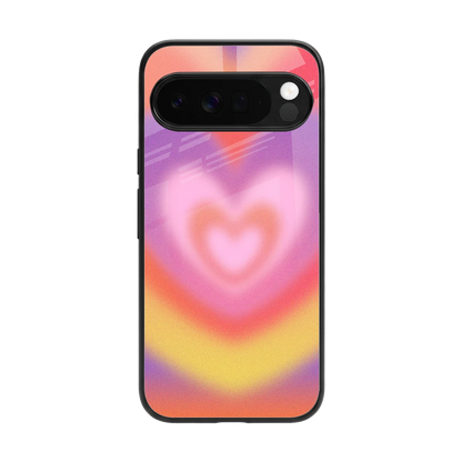 Y2K Rainbow Hearts back phone cover | glass case for google pixel 10 pro xl