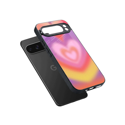 Y2K Rainbow Hearts sleek google pixel 10 pro xl cover with tempered glass back and TPU edges