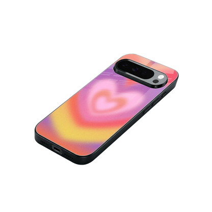 Y2K Rainbow Hearts stylish phone case for google pixel 10 pro xl | glossy glass and slim fit