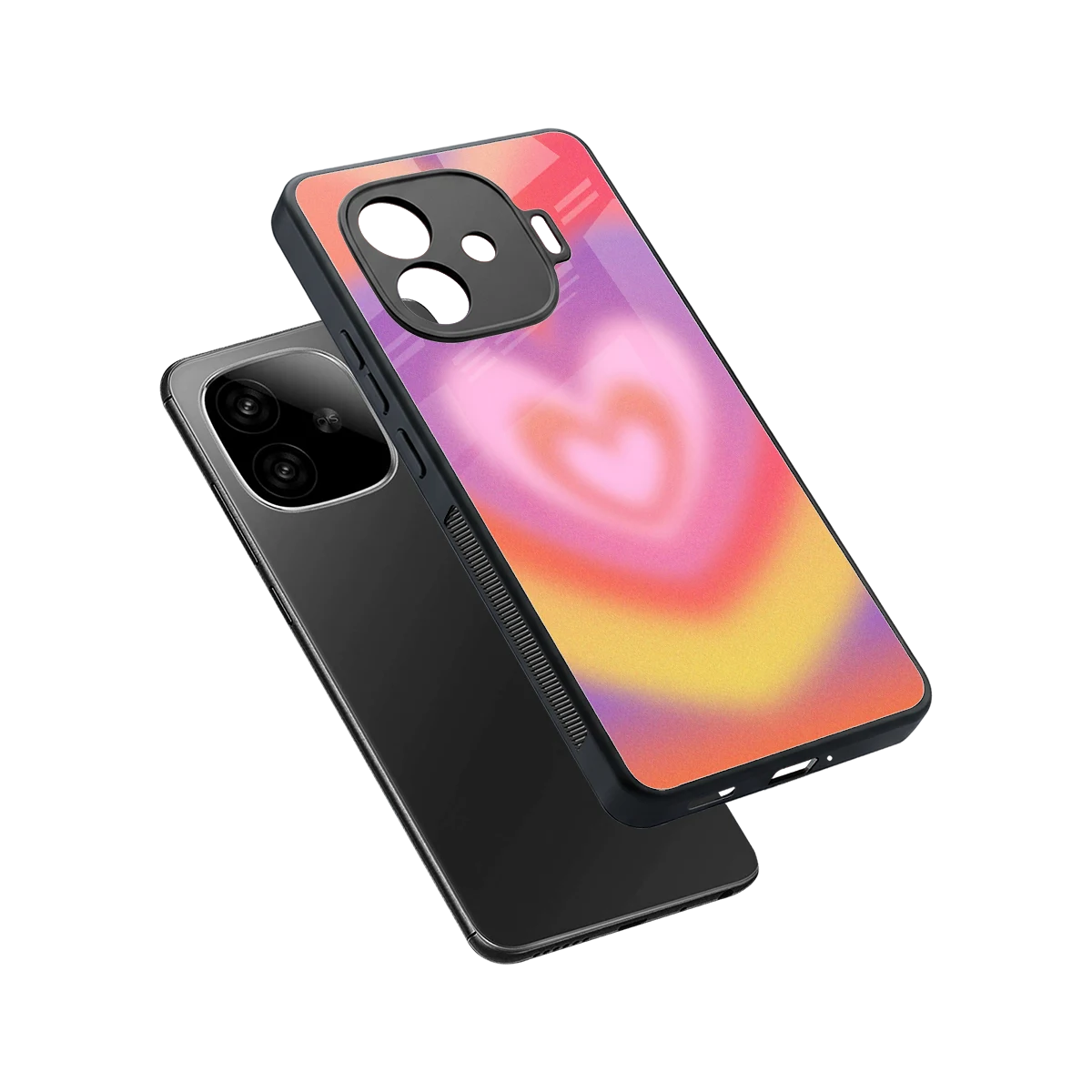 Y2K Rainbow Hearts sleek iqoo neo 10r 5g cover with tempered glass back and TPU edges