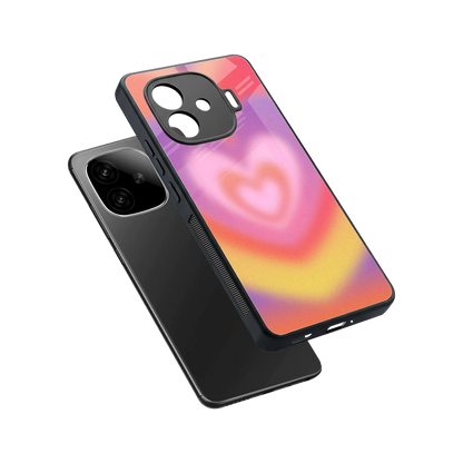 Y2K Rainbow Hearts sleek iqoo neo 10r 5g cover with tempered glass back and TPU edges