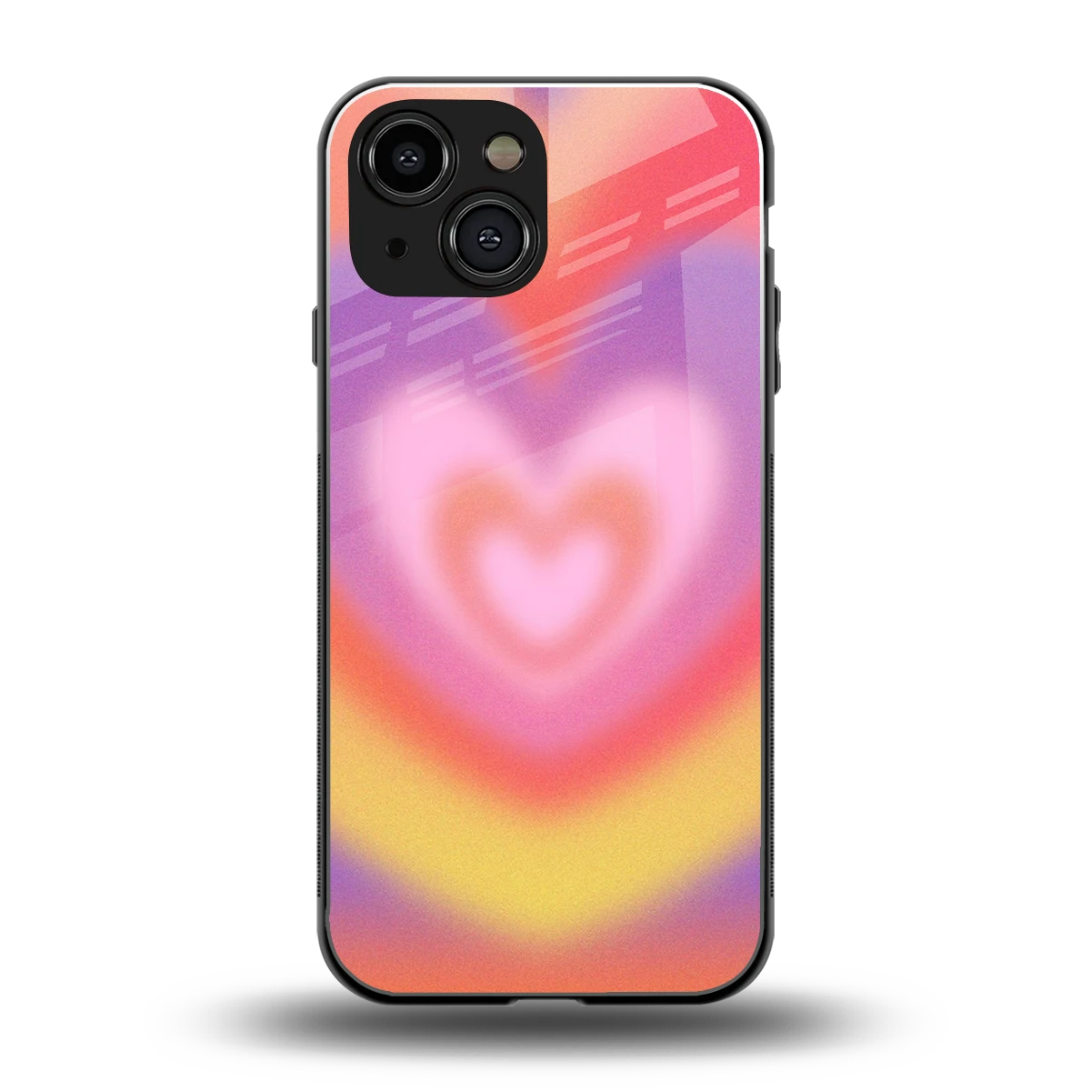 Y2K Rainbow Hearts back phone cover | glass case for iphone 12 mini