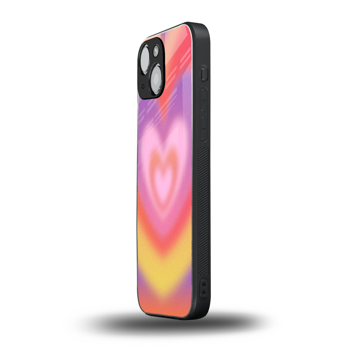 Y2K Rainbow Hearts iphone 13 mini mobile cover | shockproof glass phone case