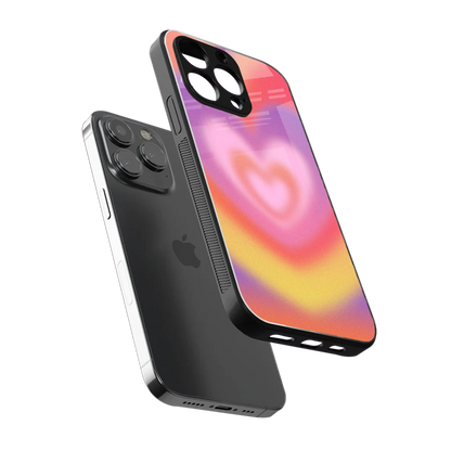 Y2K Rainbow Hearts sleek iphone 13 pro cover with tempered glass back and TPU edges