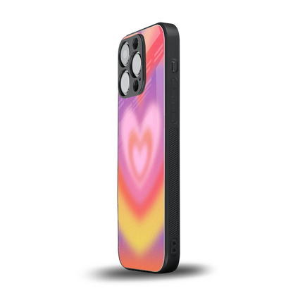 Y2K Rainbow Hearts iphone 13 pro mobile cover | shockproof glass phone case