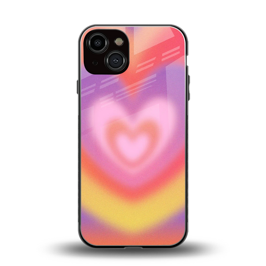 Y2K Rainbow Hearts back phone cover | glass case for iphone 13