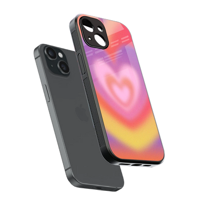 Y2K Rainbow Hearts sleek iphone 13 cover with tempered glass back and TPU edges