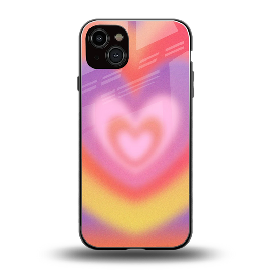 Y2K Rainbow Hearts back phone cover | glass case for iphone 14 plus