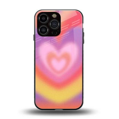 Y2K Rainbow Hearts back phone cover | glass case for iphone 15 pro max