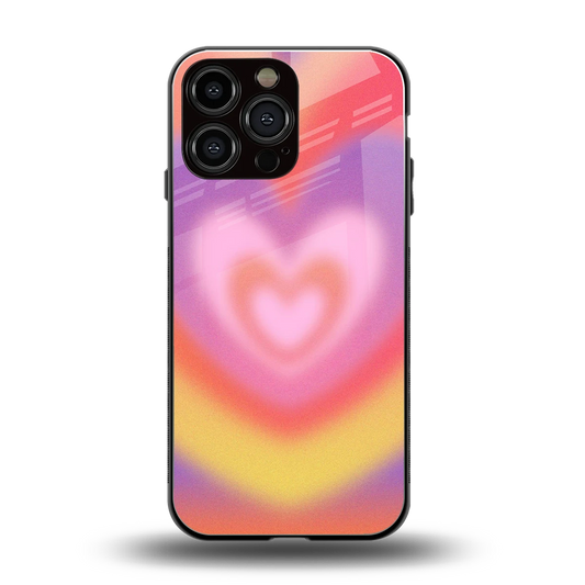 Y2K Rainbow Hearts back phone cover | glass case for iphone 15 pro max