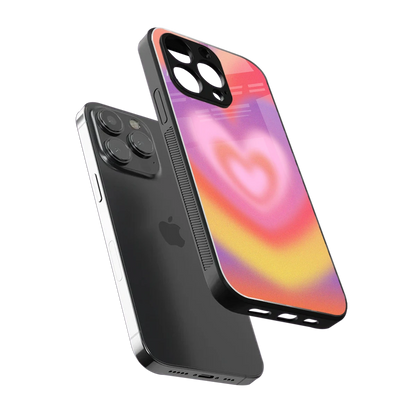 Y2K Rainbow Hearts sleek iphone 15 pro max cover with tempered glass back and TPU edges