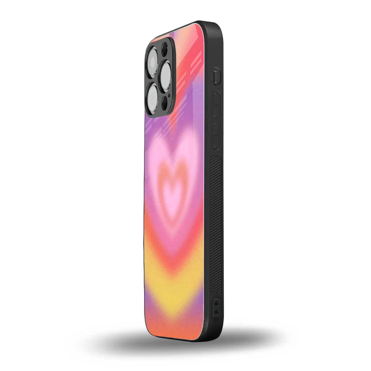 Y2K Rainbow Hearts iphone 15 pro max mobile cover | shockproof glass phone case