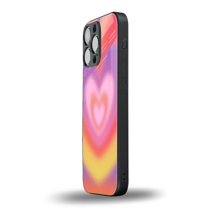 Y2K Rainbow Hearts iphone 15 pro max mobile cover | shockproof glass phone case