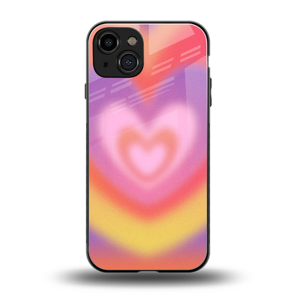 Y2K Rainbow Hearts back phone cover | glass case for iphone 15